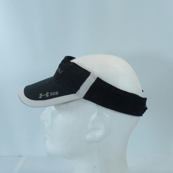 Under Armour Run Lightweight Strapback Sun Visor Cap Hat Black White Heat Gear - Picture 4 of 9